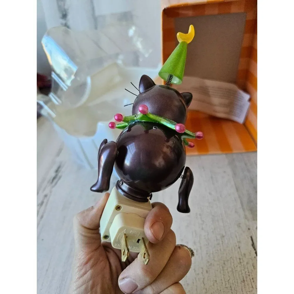 Dept 56 cat Halloween wiggle night light‎ plug in unique vintage new